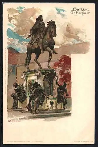 Künstler-AK Heinrich Kley: Berlin, Denkmal vom Gr. Kurfürsten