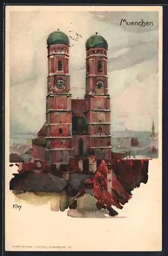 Künstler-AK Heinrich Kley: München, Blick zur Kirche