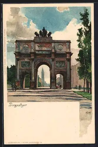 Künstler-AK Heinrich Kley: München, Blick durch das Siegestor