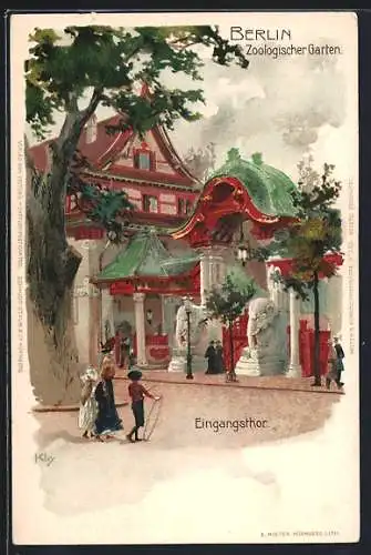 Künstler-AK Heinrich Kley: Berlin, Eingangstor des Zoologischen Garten`s