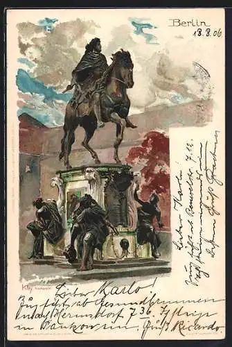 Künstler-AK Heinrich Kley: Berlin, Denkmal vom Gr. Kurfürsten