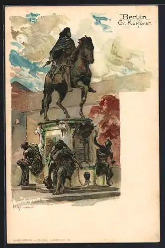 Künstler-AK Heinrich Kley: Berlin, Denkmal vom Gr. Kurfürsten