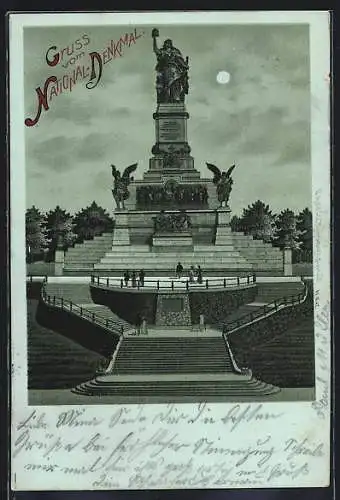 Mondschein-Lithographie National-Denkmal auf dem Niederwald