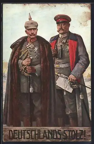 AK Portrait Kaiser Wilhelm II. & Paul von Hindenburg