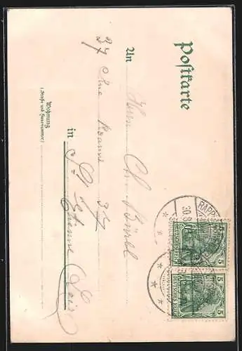 Lithographie Rappoltsweiler i. E., Dusenbach mit Kirche