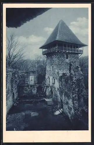 AK Uschhorod, Burgruine, Blick auf den Bergfried