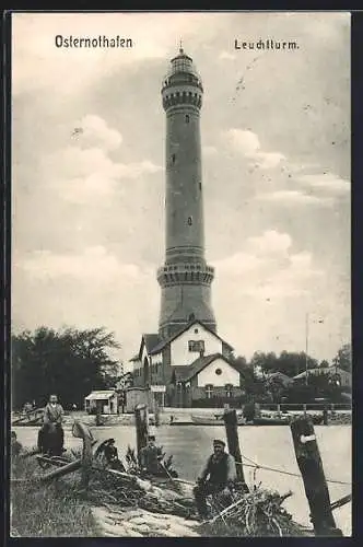 AK Osternothafen, Leuchtturm mit Fischern