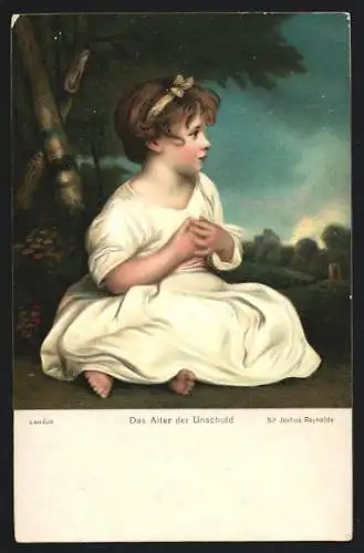 Künstler-AK Stengel & Co. Nr.: 29019 sign. Joshua Reynolds: Das Alter der Unschuld, Kind im weissen Kleid