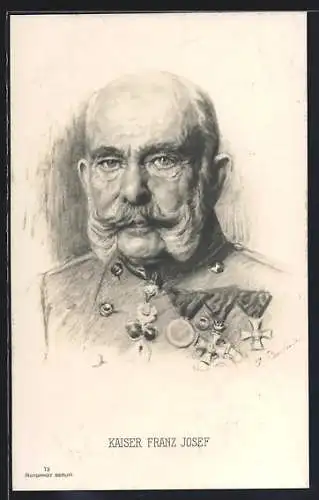 AK Kaiser Franz Josef I. von Österreich, Bild des Kaiser mit Orden