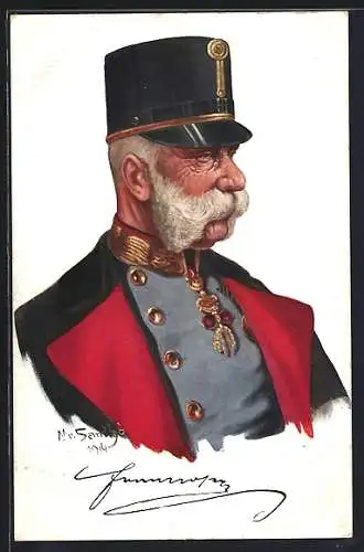 Künstler-AK Kaiser Franz Josef I. von Österreich in Uniform