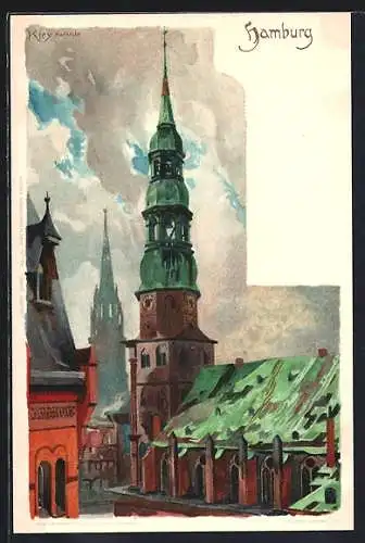 Künstler-AK Heinrich Kley: Hamburg, St. Katharinen Kirche