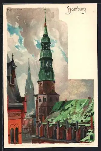 Künstler-AK Heinrich Kley: Hamburg, St. Katharinen Kirche