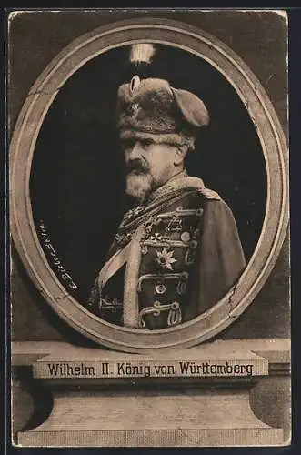 AK König Wilhelm II. von Württemberg in Husarenuniform mit Kolpak