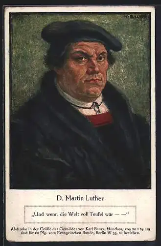 AK Porträt Martin Luther zum Reformations-Gedenkjahr 1917