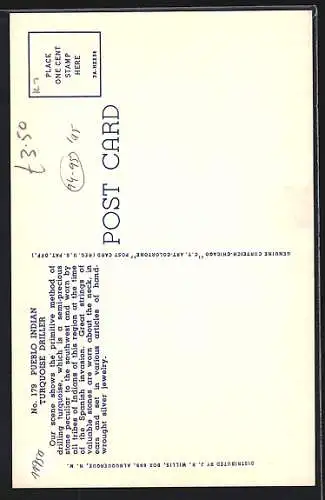 AK The Pueblo Indian, Turquoise Driller, Kunstschmied bohrt Löcher in Türkise