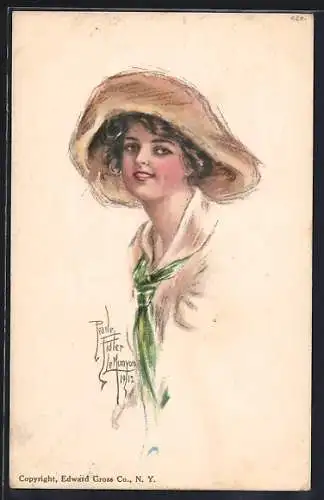 Künstler-AK Pearle Fidler LeMunyan: American Girl No. 27, Mädchen mit Hut