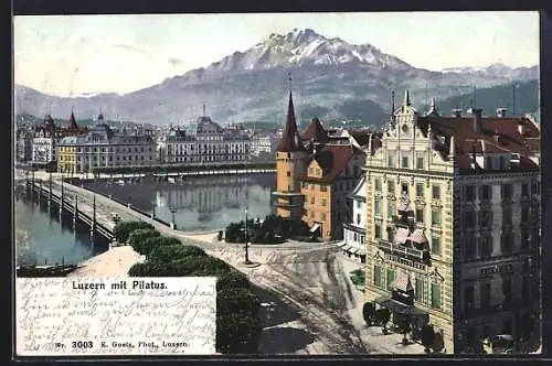 AK Luzern, Gesamtansicht mit Pilatus