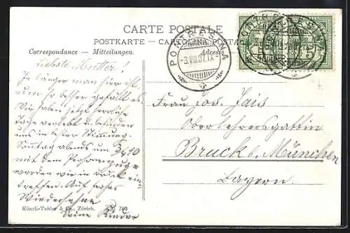 AK Pontresina, Totalansicht mit Piz Rosatsch