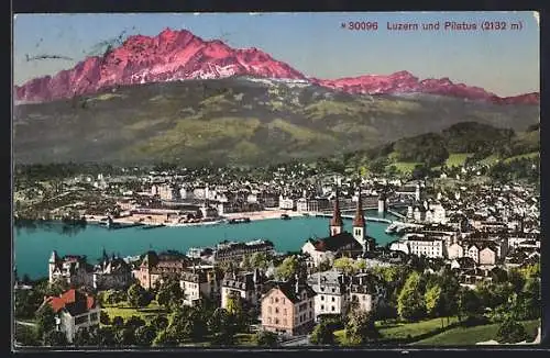 AK Luzern, Gesamtansicht mit Pilatus