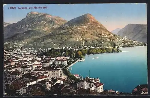 AK Lugano, Veduta generale col Monte Brè