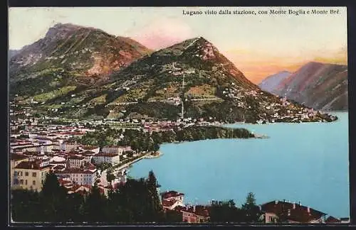 AK Lugano, Visto dalla stazione, con Monte Boglia e Monte Brè