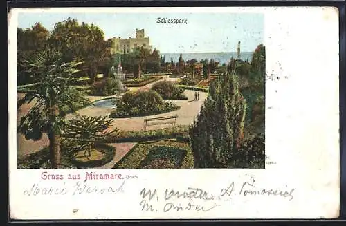 AK Triest, Miramare, Schlosspark