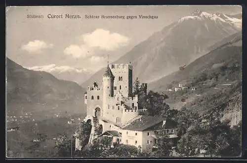 AK Meran, Schloss Brunnenburg gegen Vinschgau