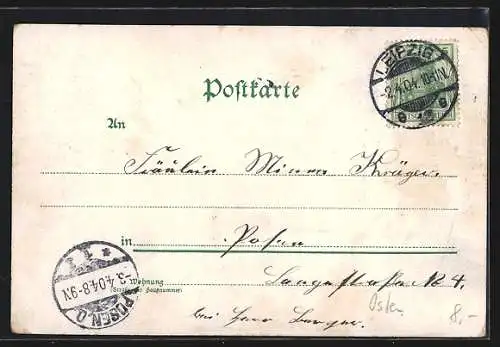AK Osterküken bei einem Osterei