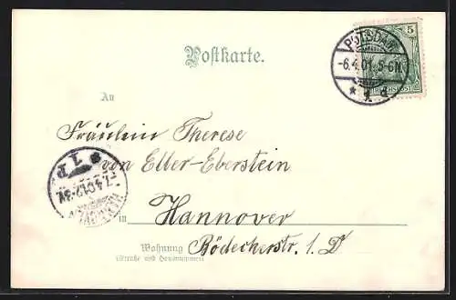 Lithographie Vier Osterküken mit Eierschalen, Ostergruss