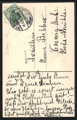 AK Osterküken sitzen in einer Eierschale