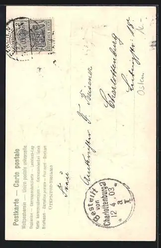 AK Osterküken mit Blüten