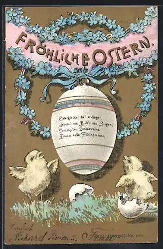 AK Osterküken mit Osterei