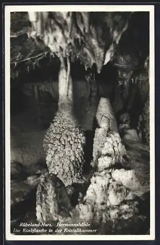 AK Rübeland /Harz, Hermannshöhle, Die Korbflasche in der Kristallkammer