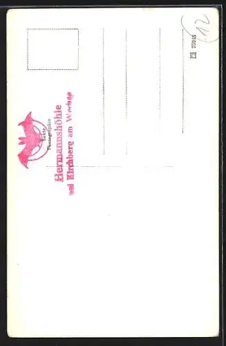 AK Kirchberg am Wechsel, Hermannshöhle im Eulenberg, Fechthandschuh, Spitzenvorhang und weitere Motive