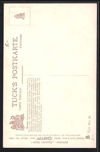 Künstler-AK Meran, Ortsansicht in den Bergen