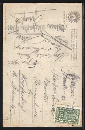 AK Deutscher Schulverein NR: 237, R. Baumbach, Gaudeamus, Burschen musizieren, Dogge