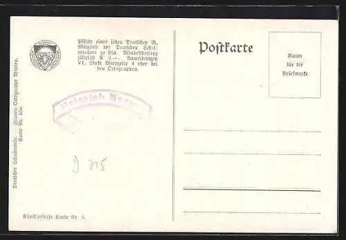 AK Deutscher Schulverein NR. 550: Bildnis von Astern in einem Blumenkorb