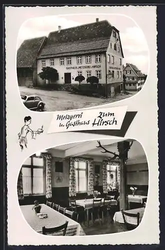 AK Altburg i. Schwarzwald, Metzgerei und Gasthaus zum Hirsch v. Karl Burkhardt