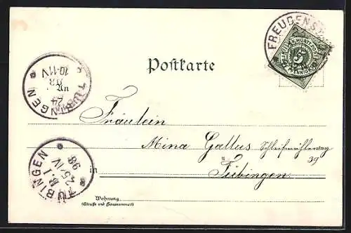 Lithographie Freudenstadt, Christophsthal, Marktplatz, Villa Anna