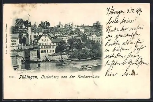 AK Tübingen, Gesterberg von der Neckarbrücke