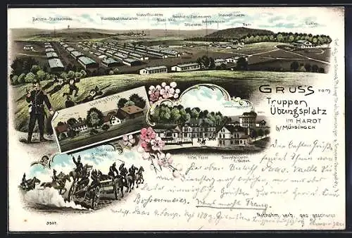 AK Münsingen / Hardt, Truppenübungsplatz, Ludwigshöhe, Batteriegallopp