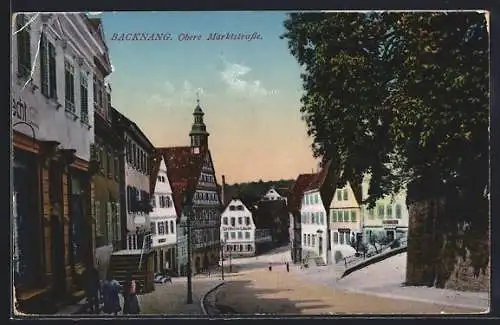 AK Backnang, Obere Markstrasse und Gasthof zum Löwen
