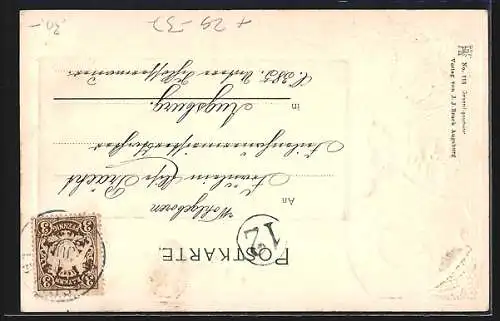 Passepartout-Lithographie Augsburg, Rotes Tor und St. Ulrichskirche, Wappen