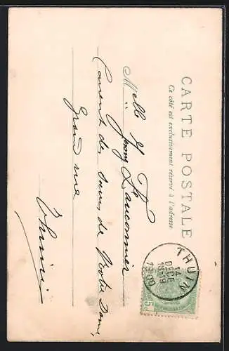 Lithographie Zwei Mädchen, eine mit Schirm