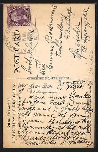 AK Chicago, Exhibition A Century of Progress 1934, Swedish Pavilion