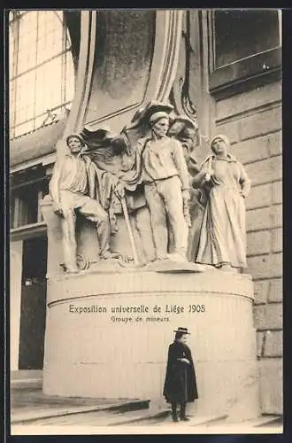 AK Liége, Exposition universelle 1905, Groupe de mineurs