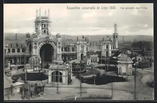 AK Liège, Exposition universelle 1905, Vue générale des Halles, Ausstellung