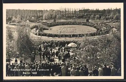 AK Berlin, Ausstellung 1942, Sommerblumen am Funkturm