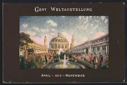 Künstler-AK Gent, Weltausstellung 1913, Springbrunnen auf dem Veranstaltungsgelände