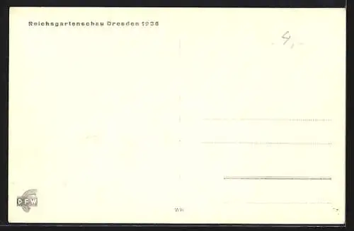 AK Dresden, Reichsgartenschau 1936, Blumenbeete im Innenhof